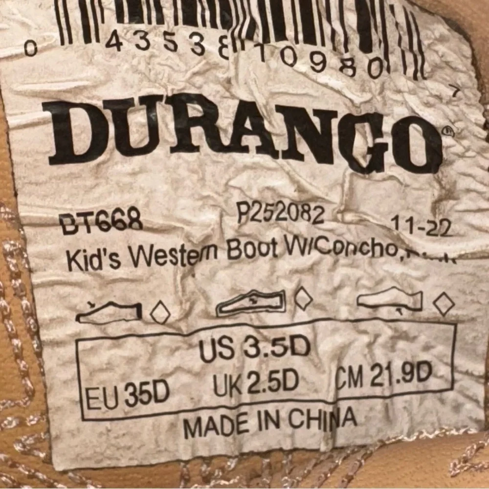 Durango Pink Western Cowboy Boots Kids Size Medium 3.5D Leather Stitch Detail